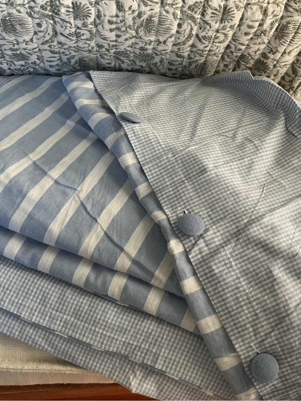 NWOT Garnet Hill Gingham / Stripes 100% Cotton Duvet